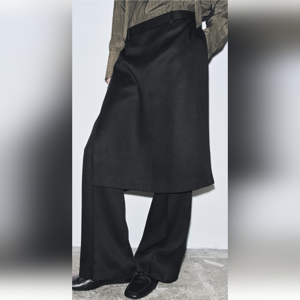 ZARA ZW COLLECTION BLACK PAREO STRAIGHT LEG PANTS✨️✨️✨️